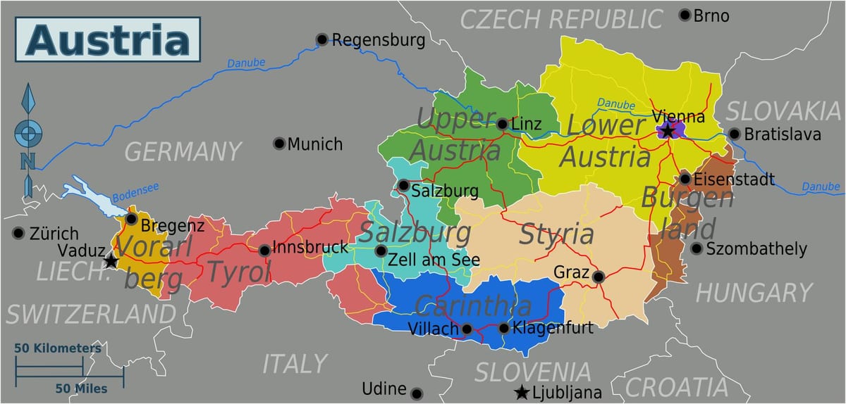 austria provinsi peta
