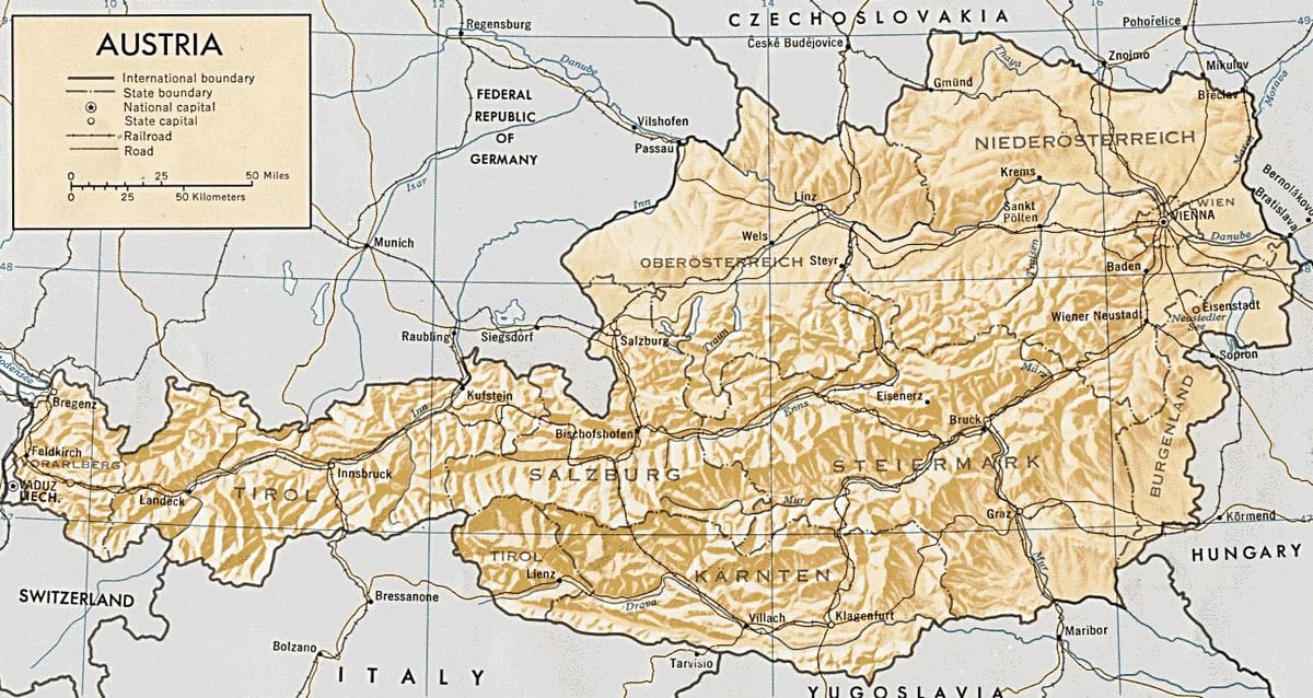 austria geografis peta
