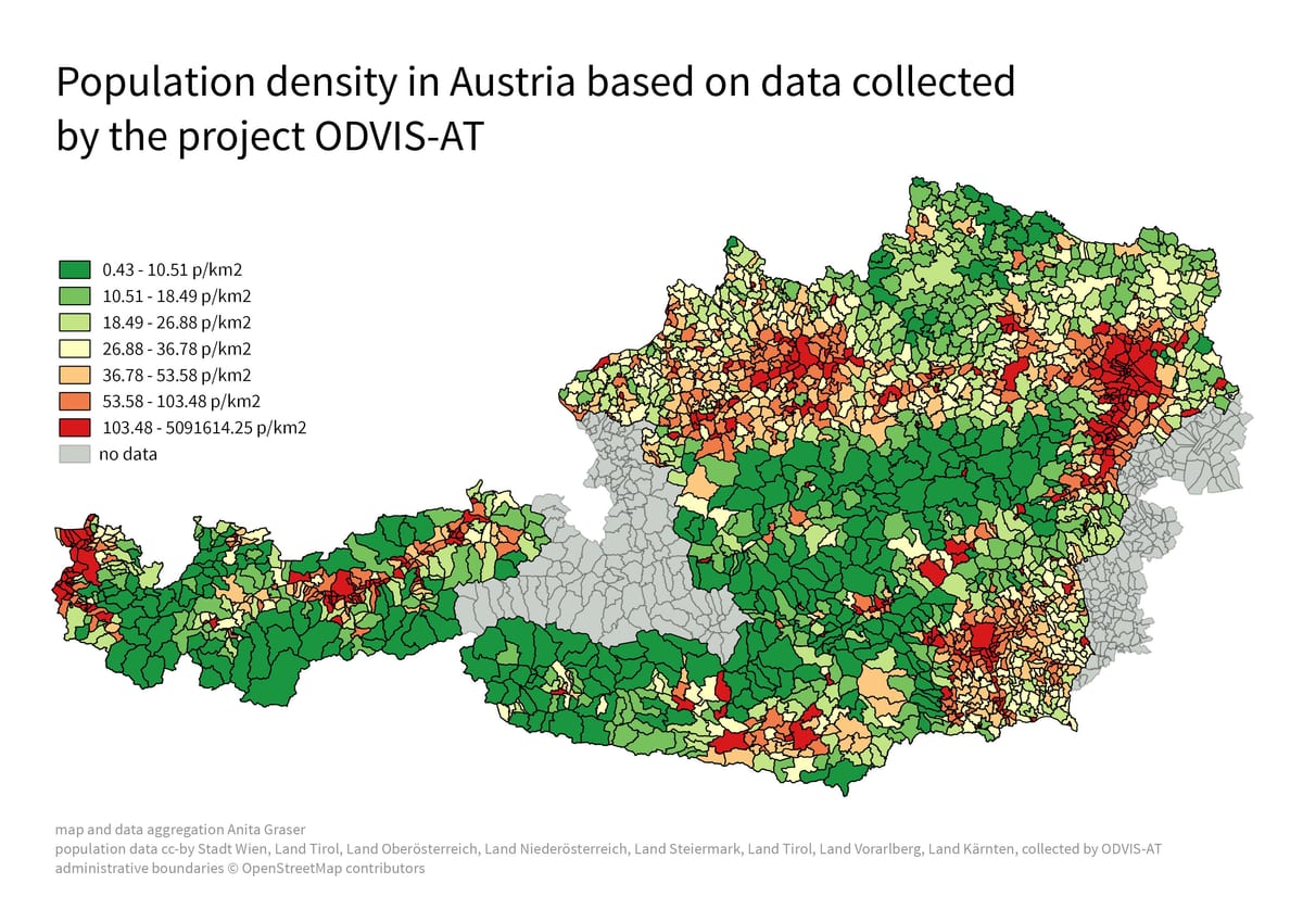 austria kepadatan penduduk peta