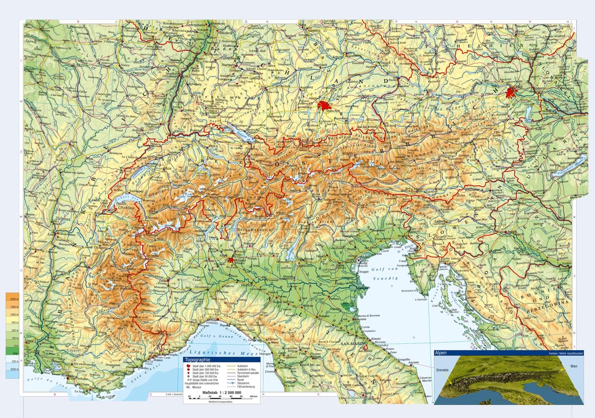 peta topografi austria