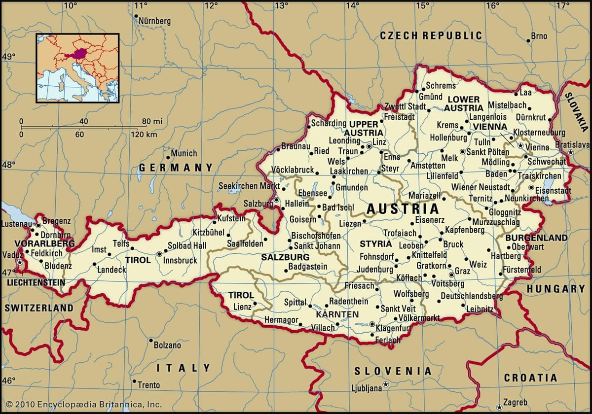 peta dari kastil di austria