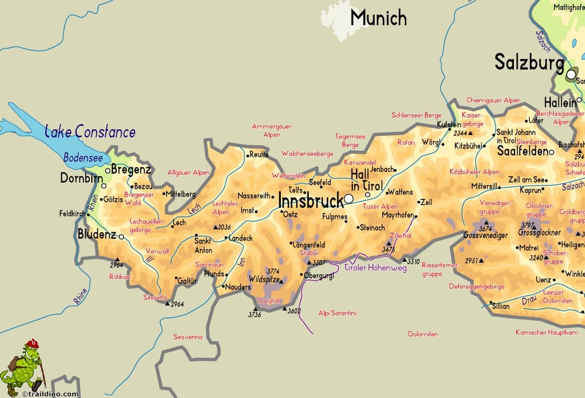 peta dari mayrhofen, austria