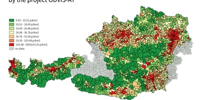 Austria kepadatan penduduk peta